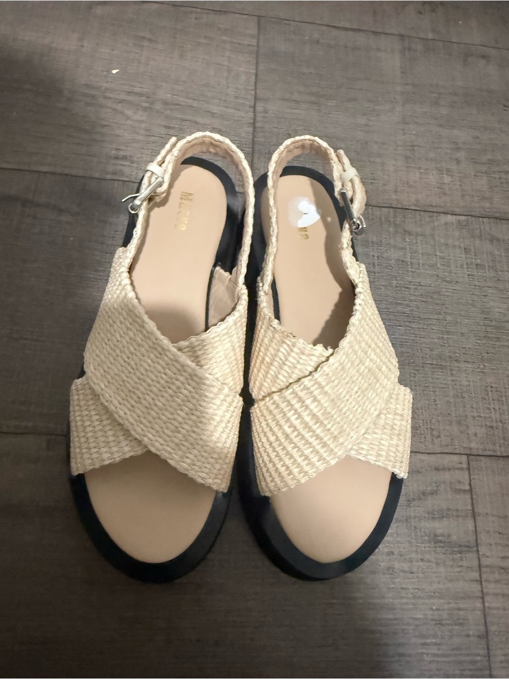 Maeve Natural Woven Crisscross Slingback Sandals